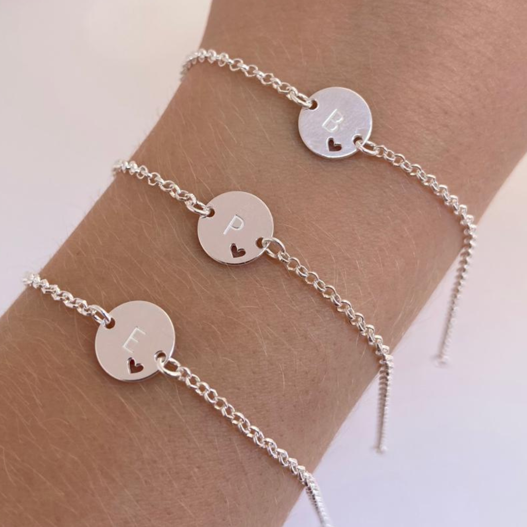 Pulseira de Prata Medalha com Letra
