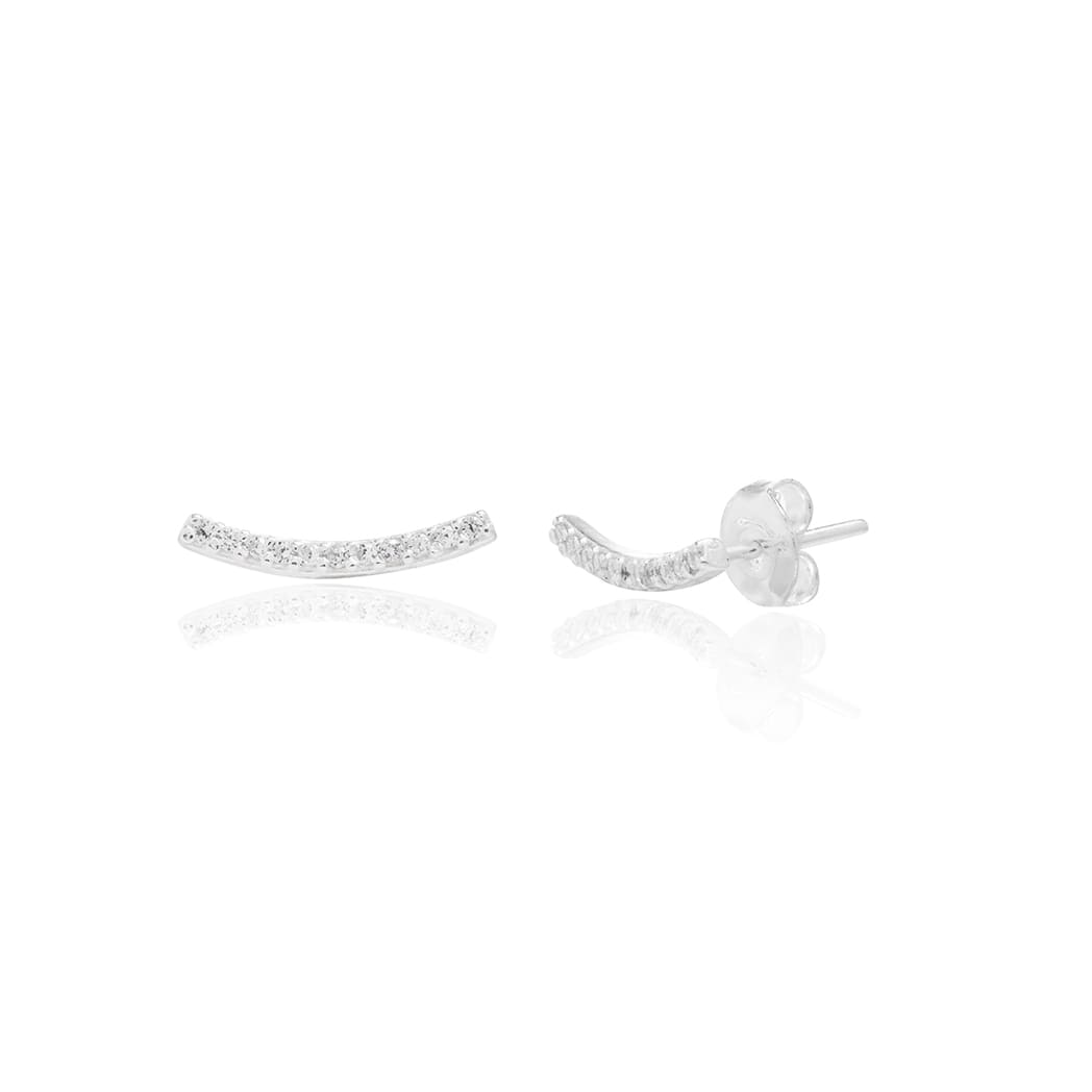 Brinco de Prata Ear Cuff Cravejado