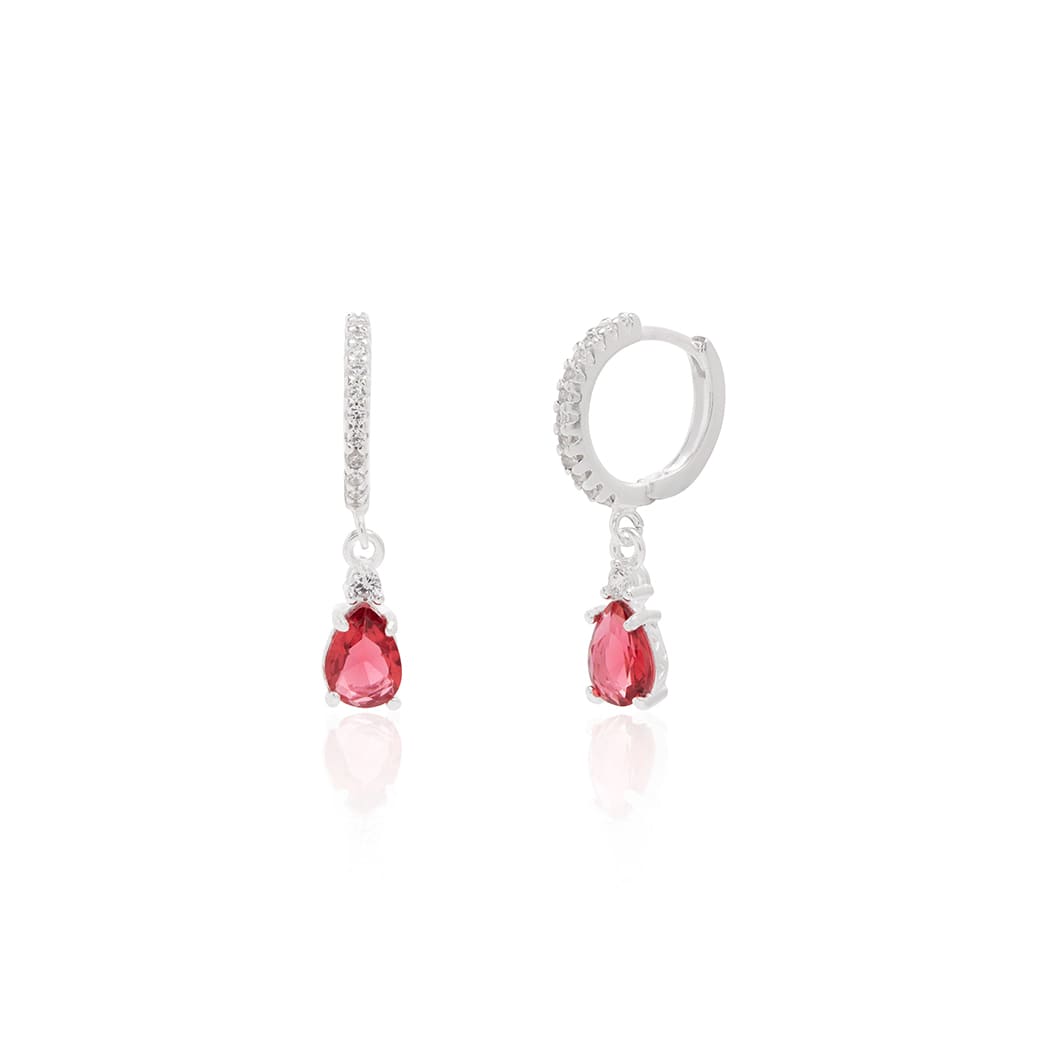 Brinco Argola de Prata Cravejada Gota