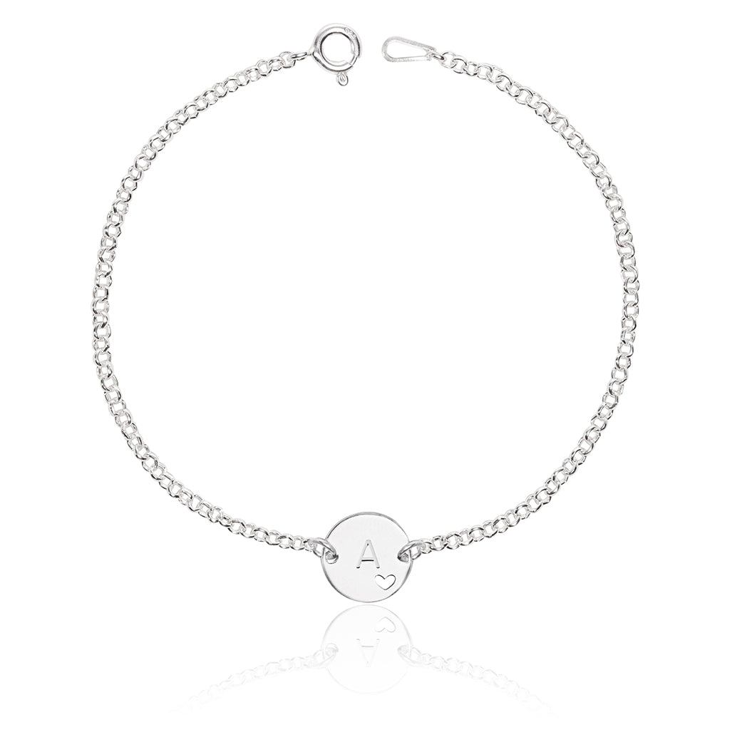 Pulseira de Prata Medalha com Letra