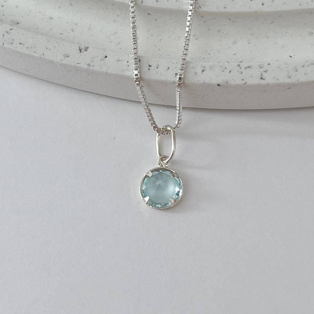 Colar de Prata Pingente Bolinha Azul