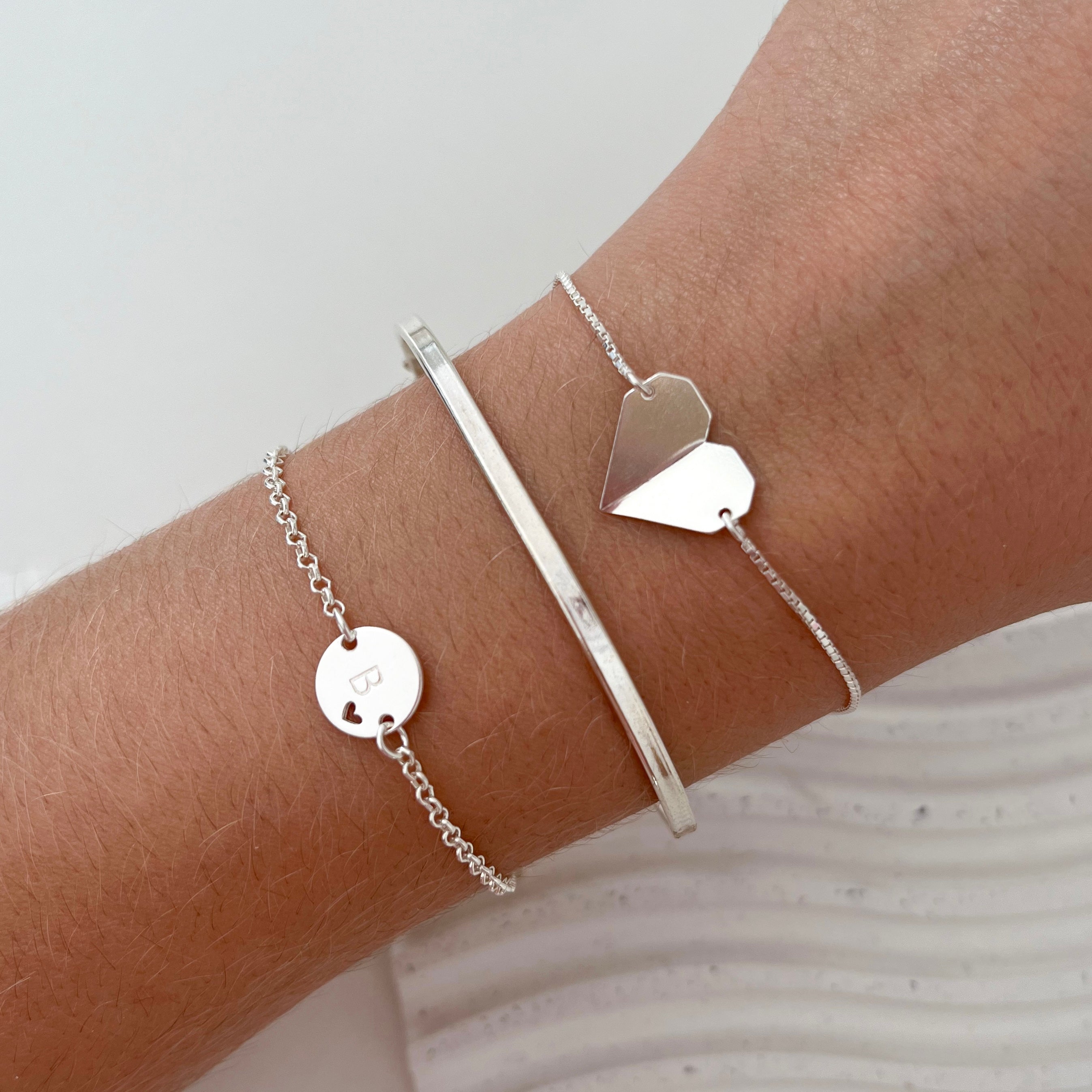 Pulseira de Prata Medalha com Letra