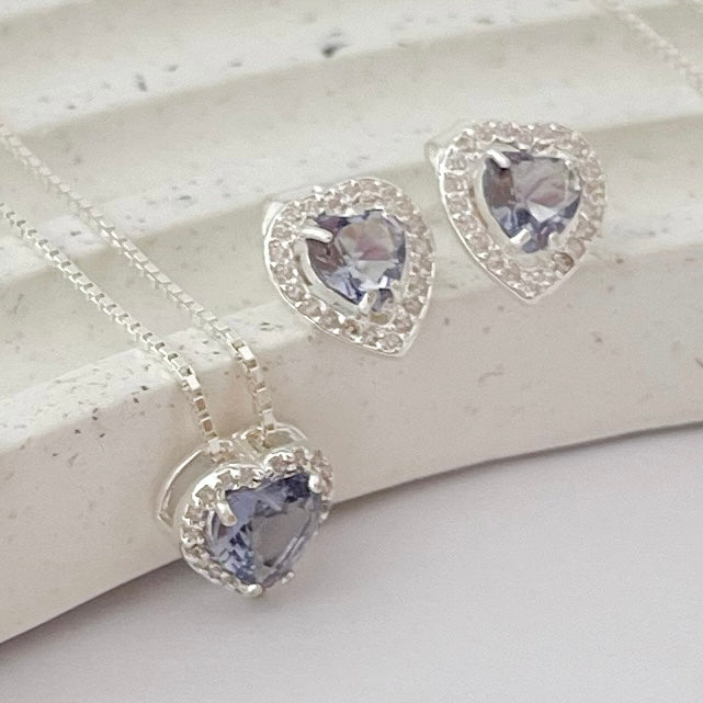 Conjunto de Prata Princesa Lilás