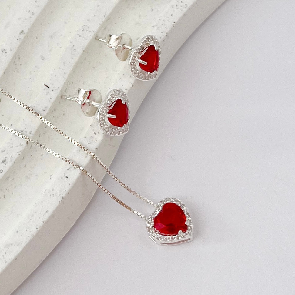 Conjunto de Prata Princesa Vermelho
