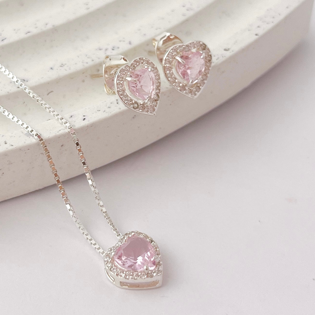 Conjunto de Prata Princesa Rosa