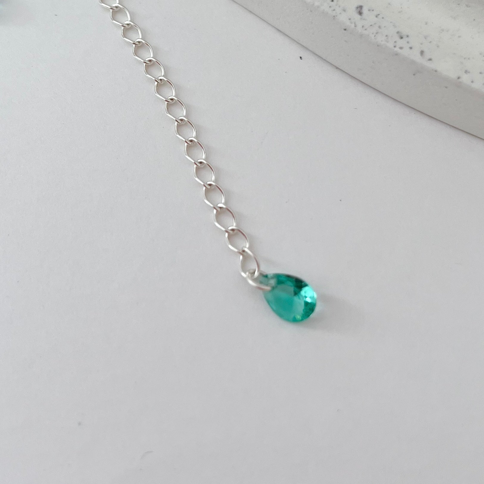 Colar chocker de Prata Gota Verde
