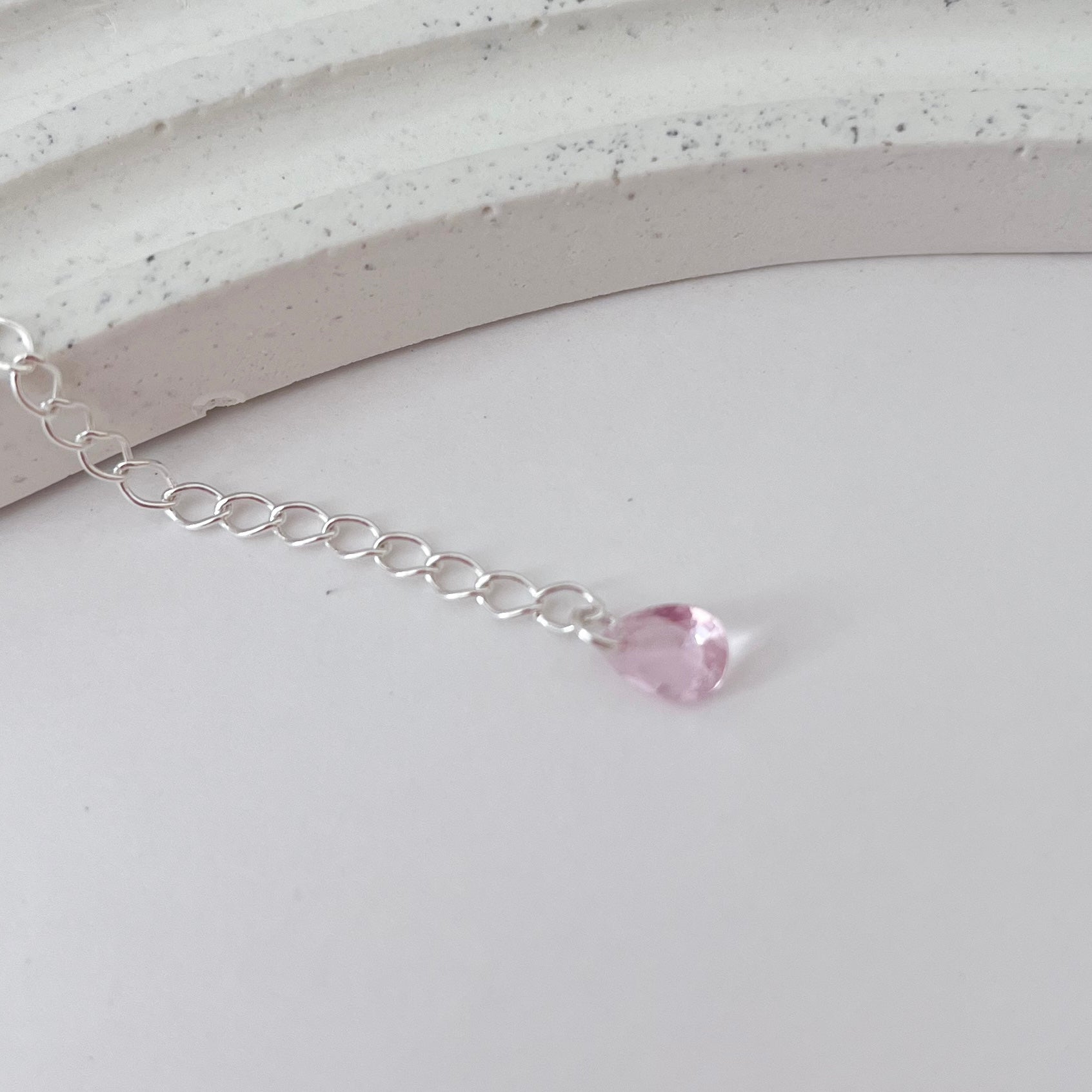 Colar chocker de Prata Gota Rosa