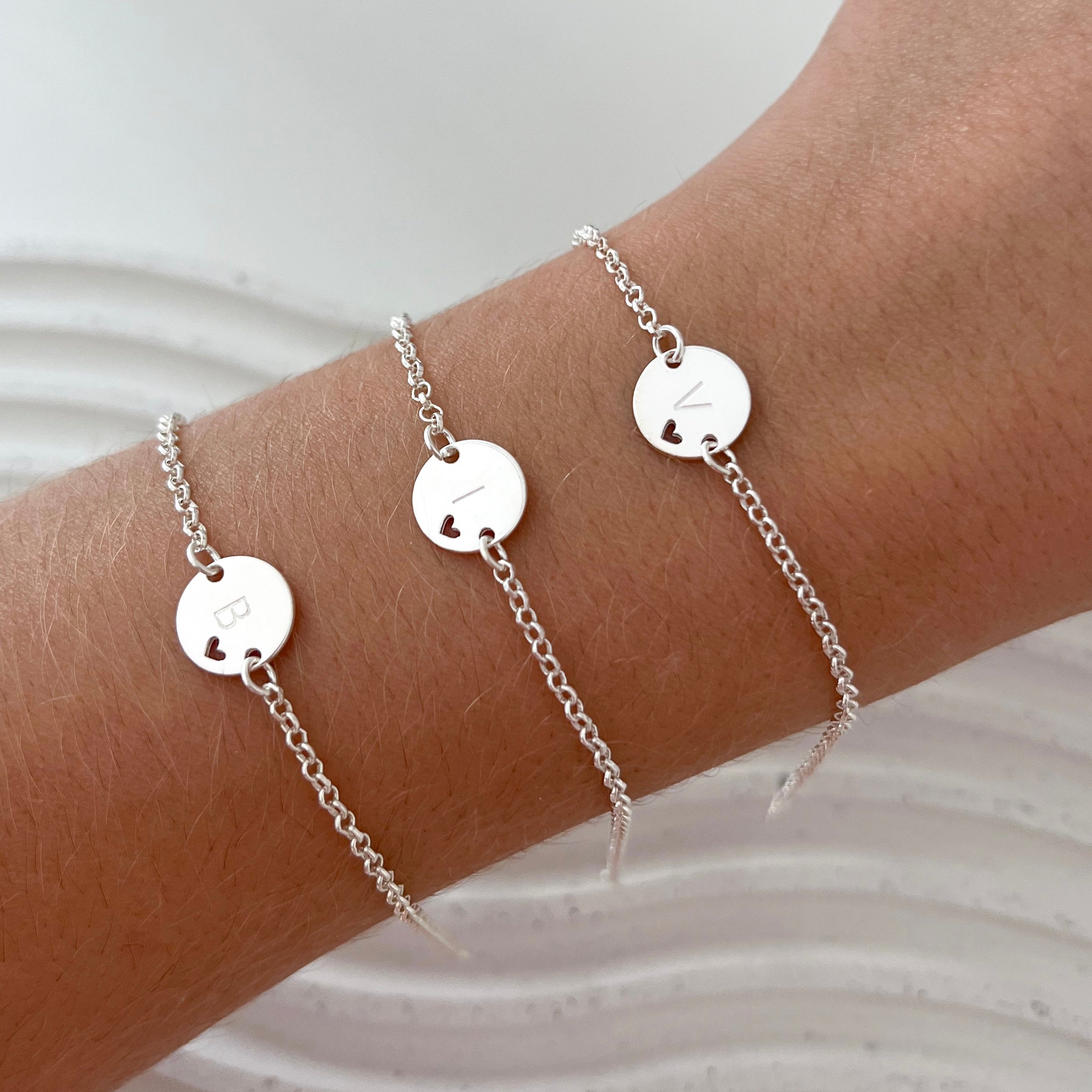 Pulseira de Prata Medalha com Letra